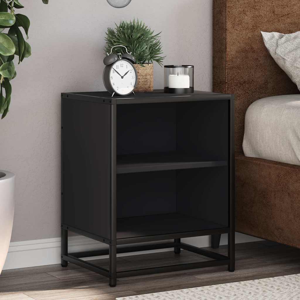 Bedside Cabinets 2 pcs Black 40x31x50 cm Engineered Wood and Metal