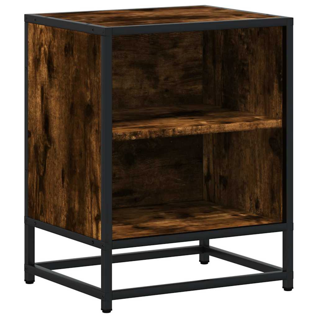 Bedside Cabinet Smoked Oak 40x31x50 cm Engineered Wood and Metal