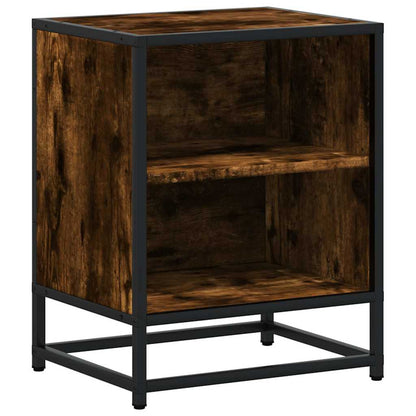 Bedside Cabinet Smoked Oak 40x31x50 cm Engineered Wood and Metal