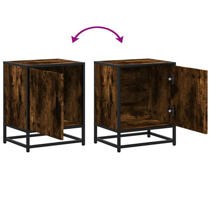 Bedside Cabinet Smoked Oak 40x31x50 cm Engineered Wood and Metal