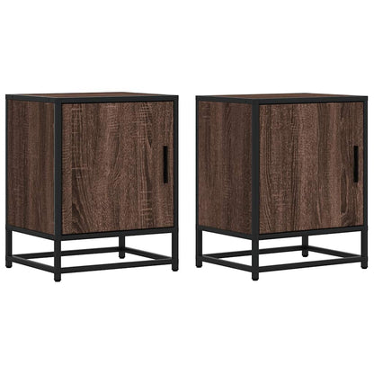 Bedside Cabinets 2 pcs Brown Oak 40x31x50 cm Engineered Wood and Metal