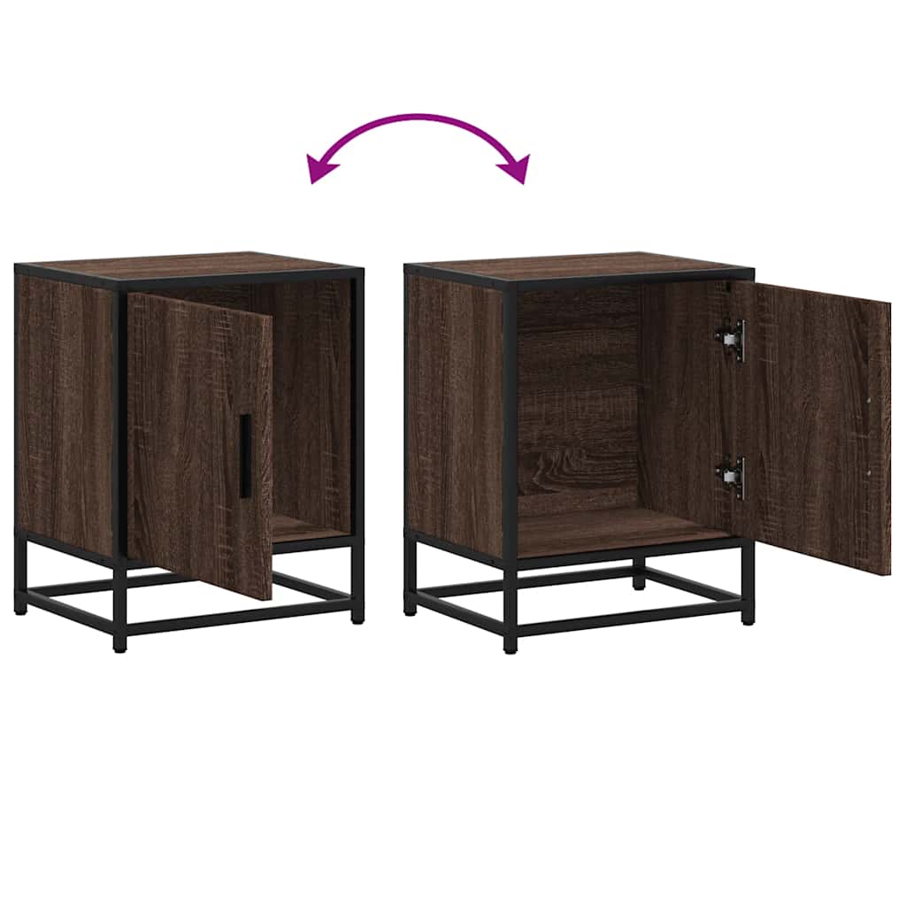 Bedside Cabinets 2 pcs Brown Oak 40x31x50 cm Engineered Wood and Metal