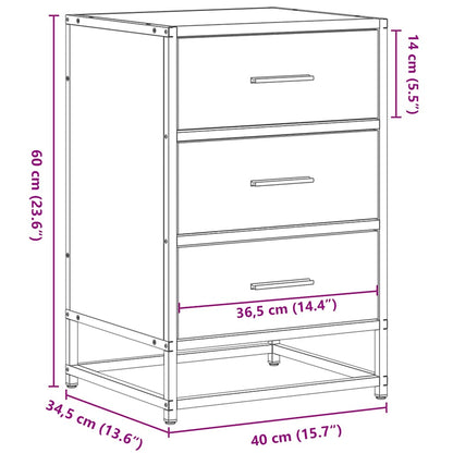 Bedside Cabinet Grey Sonoma 40x34.5x60 cm Engineered Wood and Metal