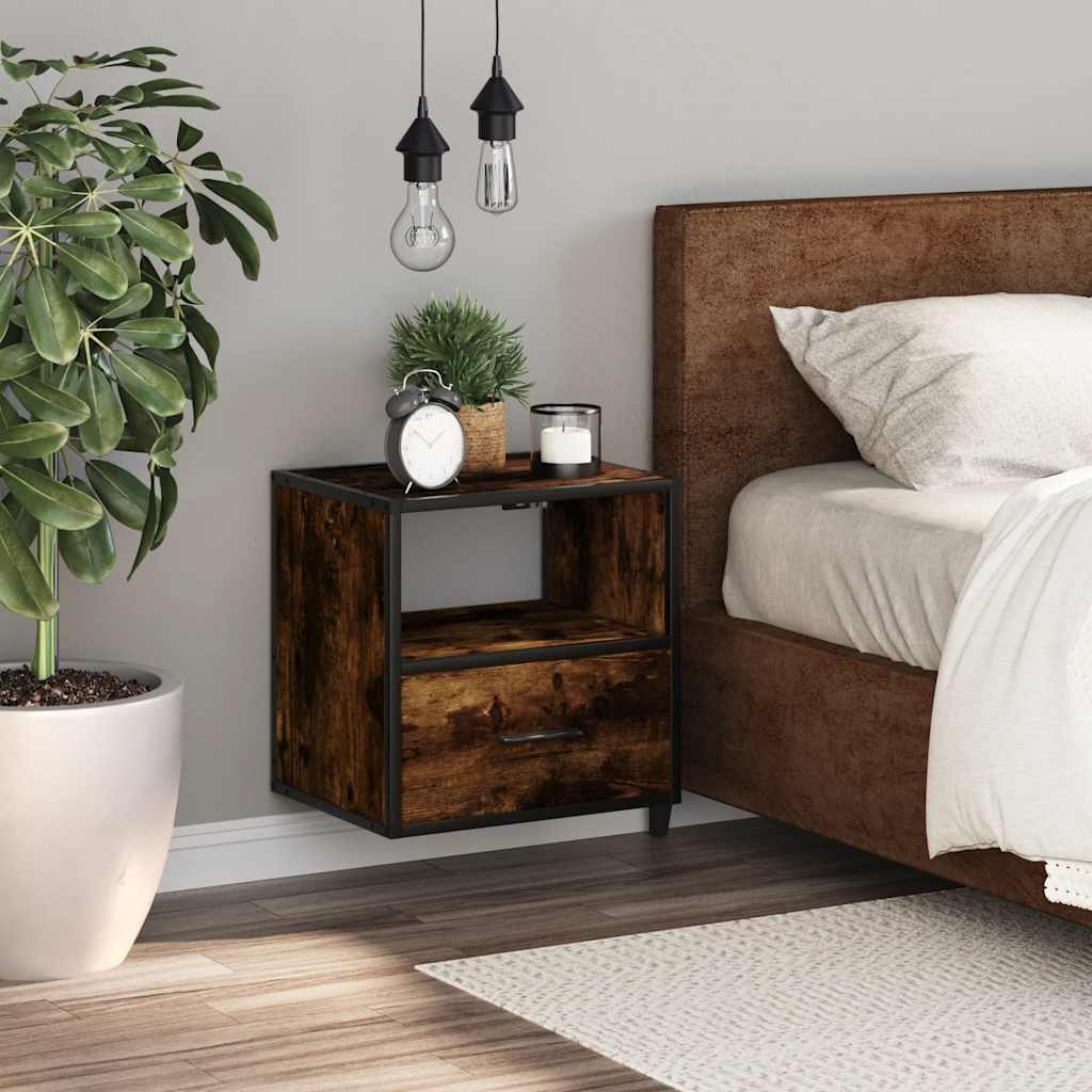 Wall-mounted Bedside Cabinet Smoked Oak 40x31x39.5 cm