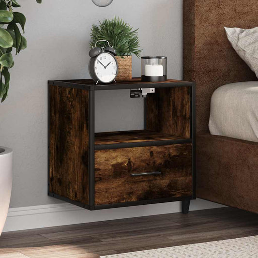 Wall-mounted Bedside Cabinet Smoked Oak 40x31x39.5 cm
