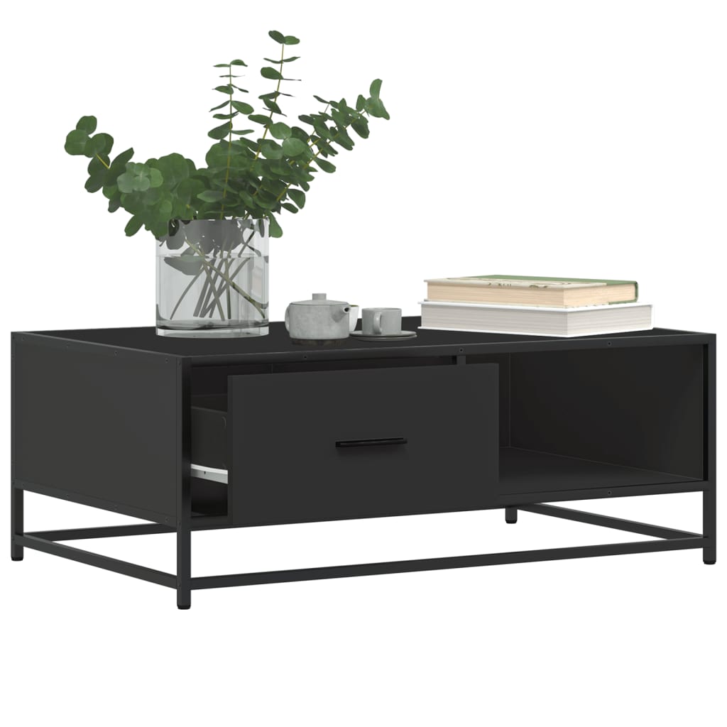 Coffee Table Black 90x57x35 cm Engineered Wood and Metal