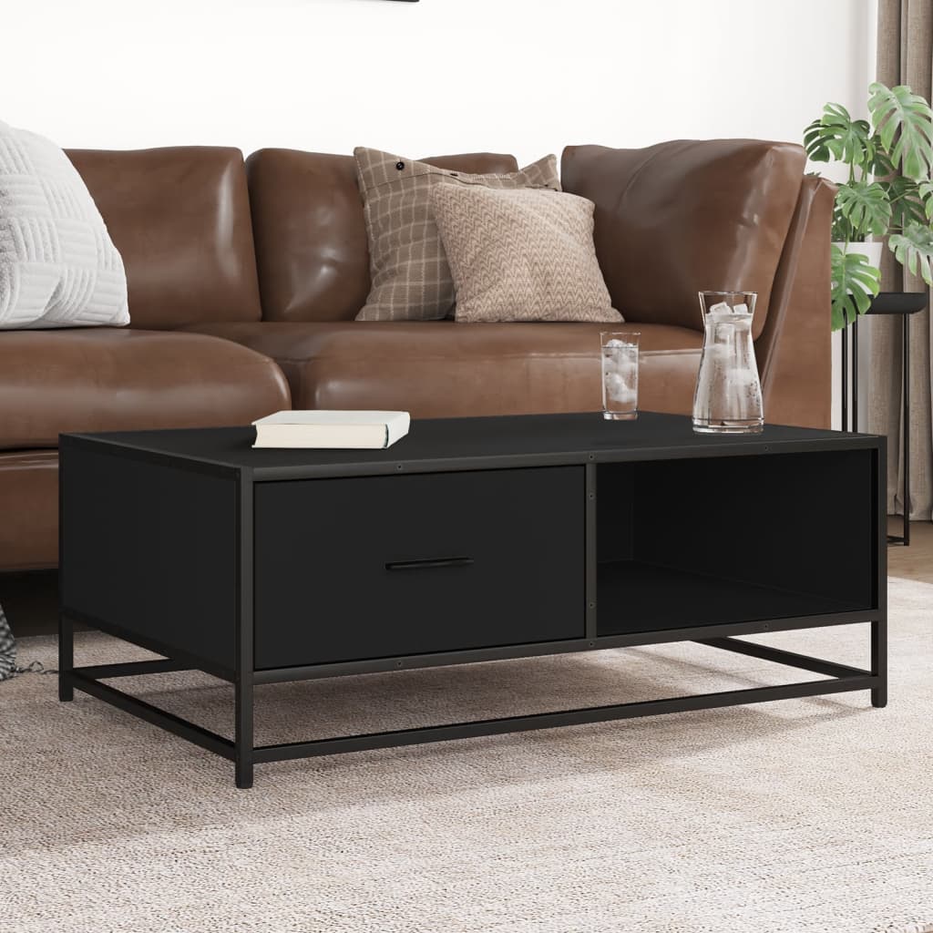 Coffee Table Black 90x57x35 cm Engineered Wood and Metal