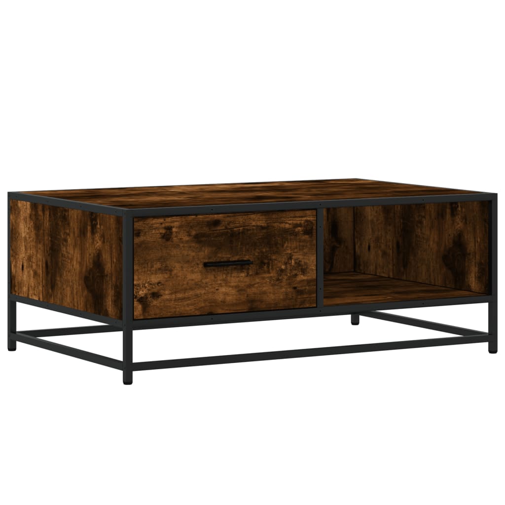 Coffee Table Smoked Oak 90x57x35 cm Engineered Wood and Metal