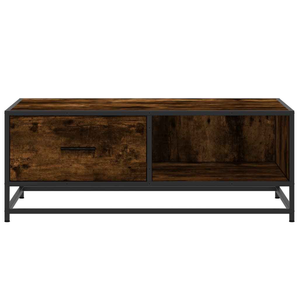 Coffee Table Smoked Oak 90x57x35 cm Engineered Wood and Metal