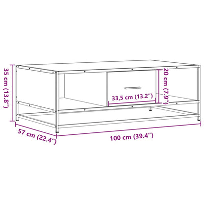 Coffee Table Sonoma Oak 100x57x35 cm Engineered Wood and Metal