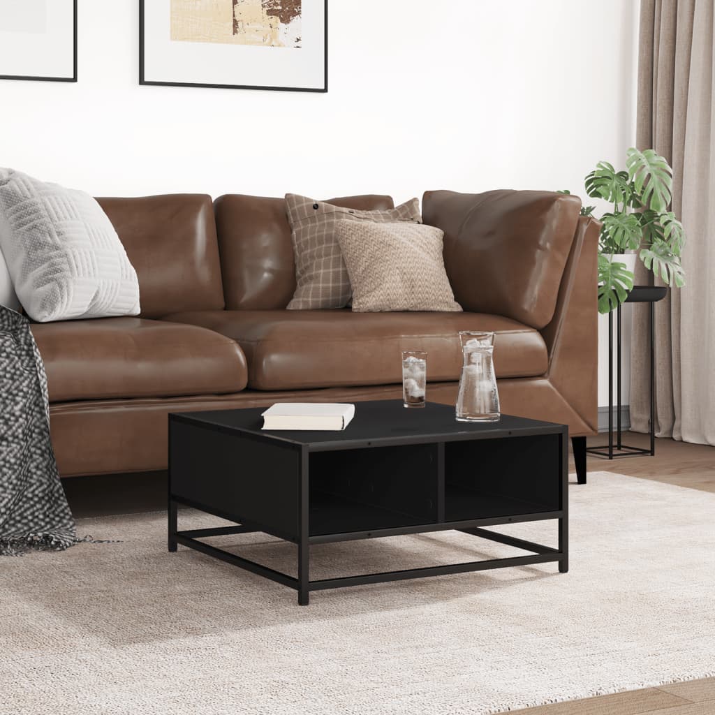 Coffee Table Black 60.5x60.5x30 cm Engineered Wood and Metal
