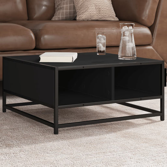 Coffee Table Black 60.5x60.5x30 cm Engineered Wood and Metal