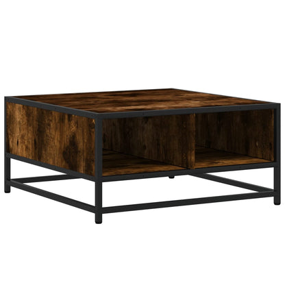 Coffee Table Smoked Oak 60.5x60.5x30 cm Engineered Wood and Metal