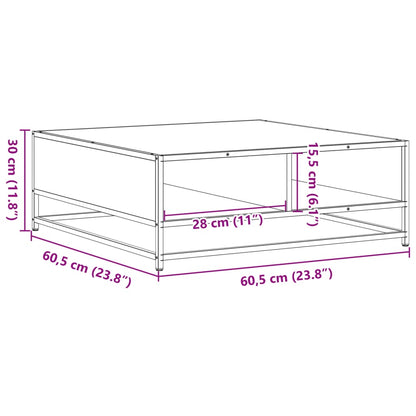 Coffee Table Smoked Oak 60.5x60.5x30 cm Engineered Wood and Metal