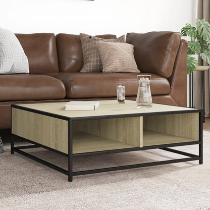 Coffee Table Sonoma Oak 80x80x30 cm Engineered Wood and Metal