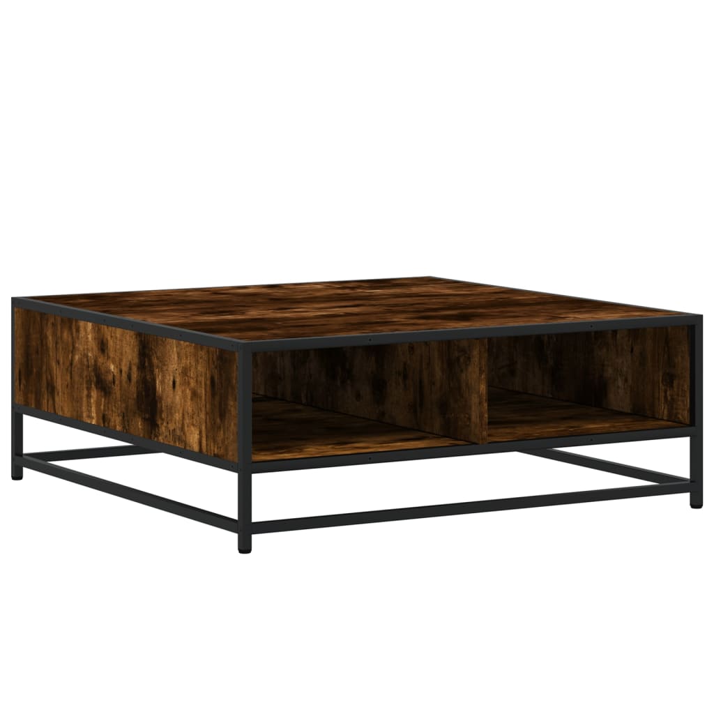 Coffee Table Smoked Oak 80x80x30 cm Engineered Wood and Metal