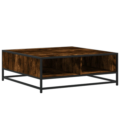 Coffee Table Smoked Oak 80x80x30 cm Engineered Wood and Metal