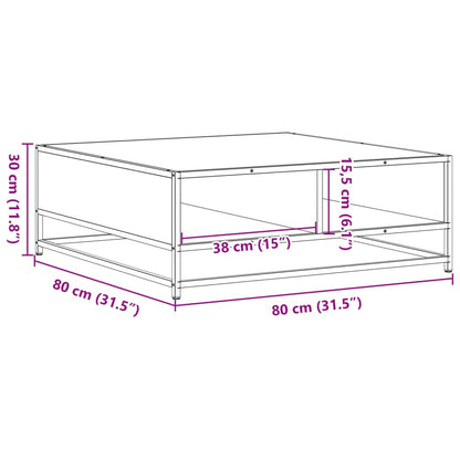 Coffee Table Smoked Oak 80x80x30 cm Engineered Wood and Metal