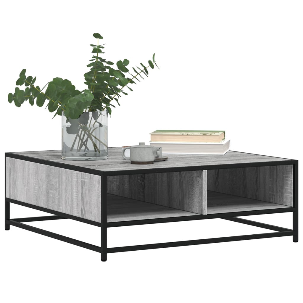 Coffee Table Grey Sonoma 80x80x30 cm Engineered Wood and Metal