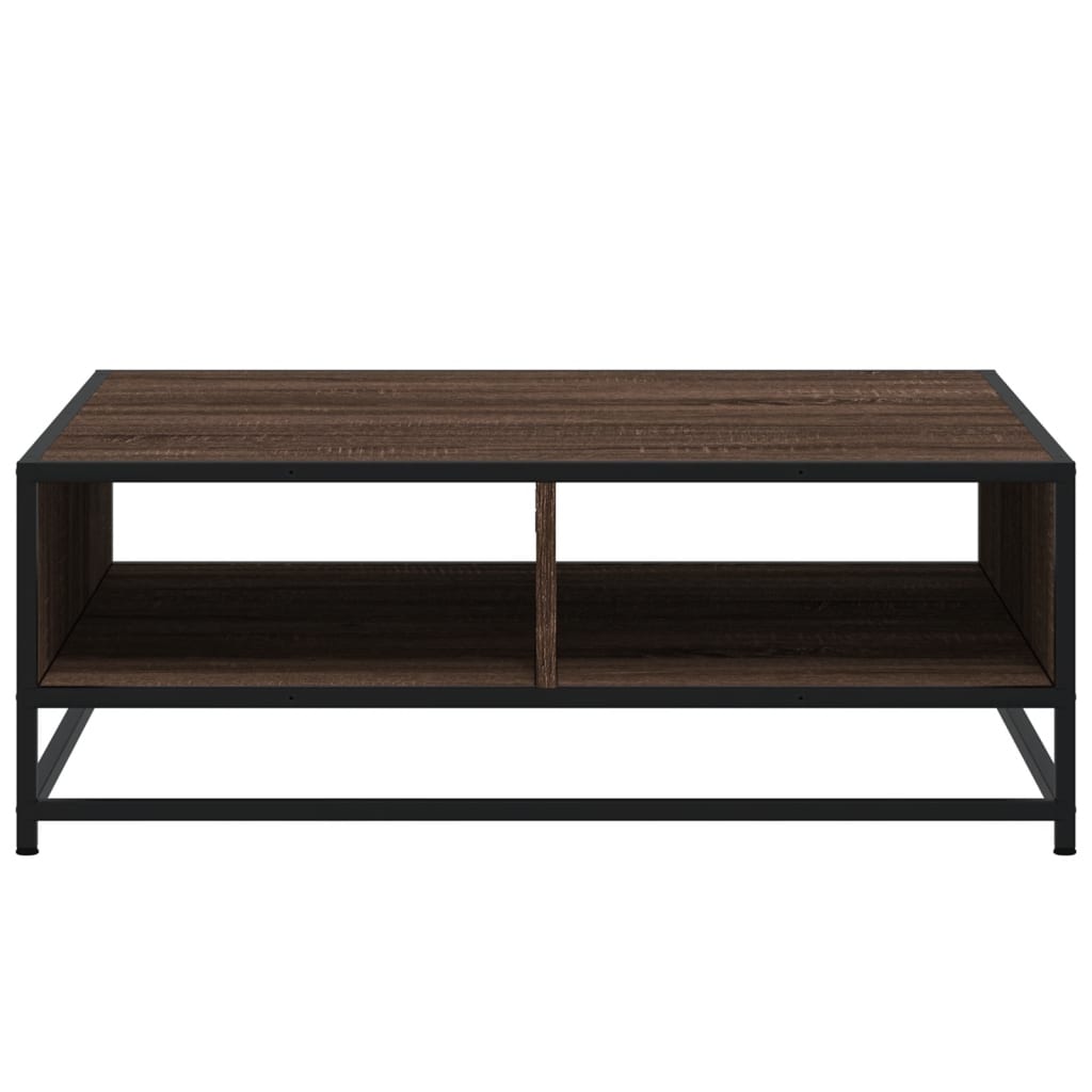 Coffee Table Brown Oak 80x80x30 cm Engineered Wood and Metal