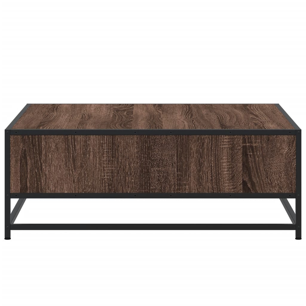 Coffee Table Brown Oak 80x80x30 cm Engineered Wood and Metal