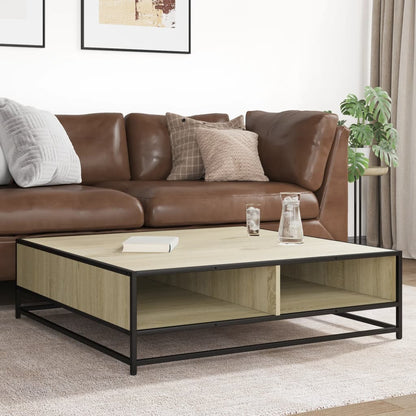 Coffee Table Sonoma Oak 100x100x30 cm Engineered Wood and Metal