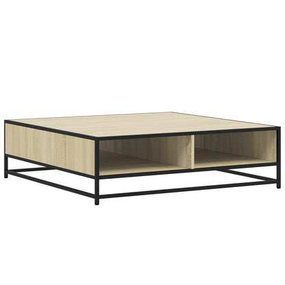 Coffee Table Sonoma Oak 100x100x30 cm Engineered Wood and Metal