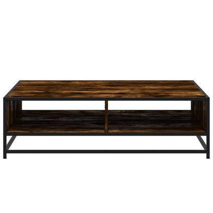 Coffee Table Smoked Oak 100x100x30 cm Engineered Wood and Metal