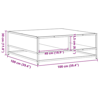 Coffee Table Smoked Oak 100x100x30 cm Engineered Wood and Metal