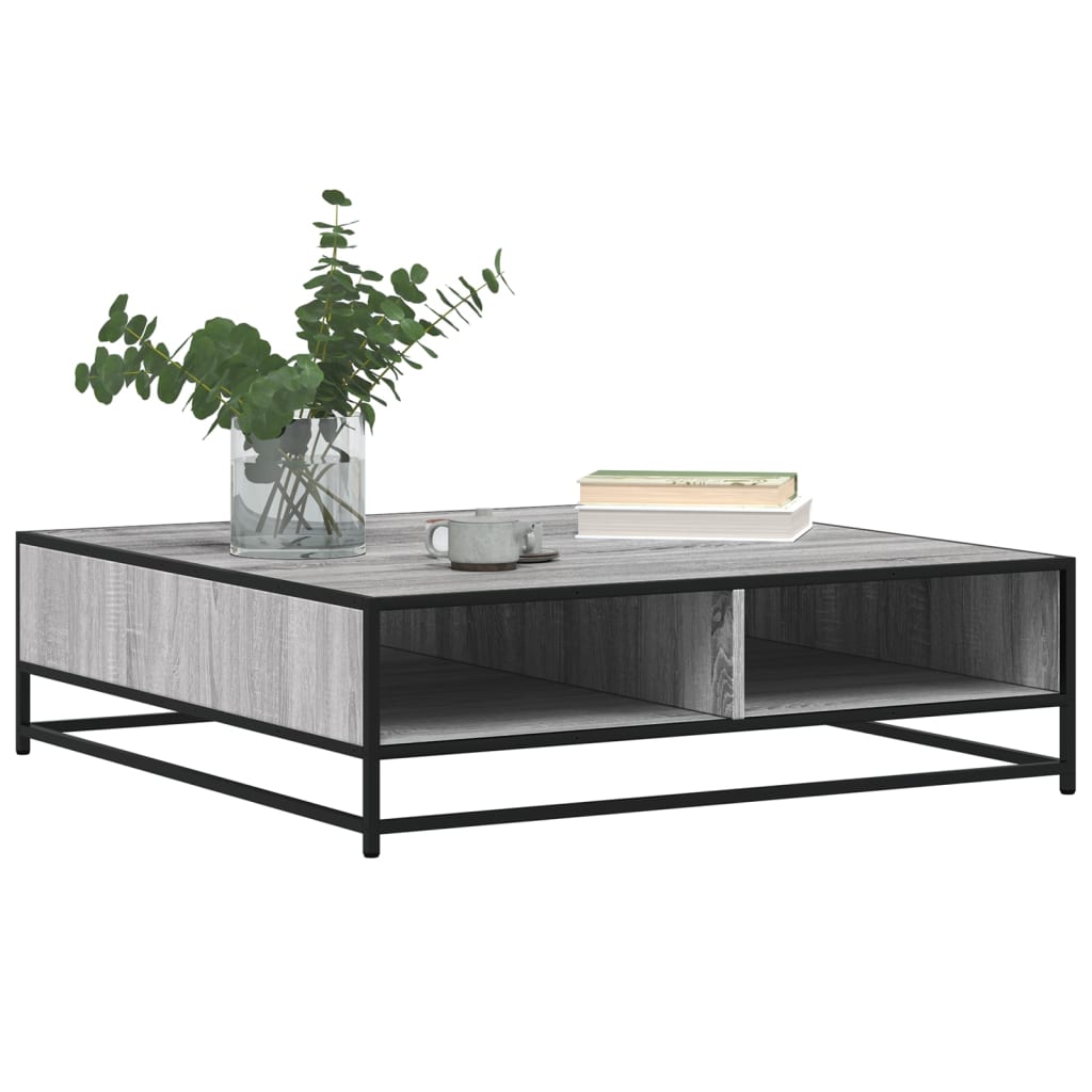 Coffee Table Grey Sonoma 100x100x30 cm Engineered Wood and Metal