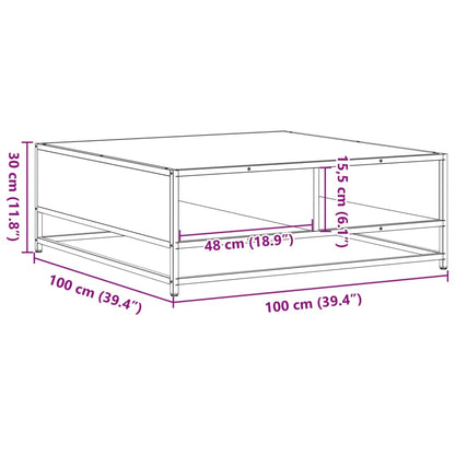 Coffee Table Grey Sonoma 100x100x30 cm Engineered Wood and Metal