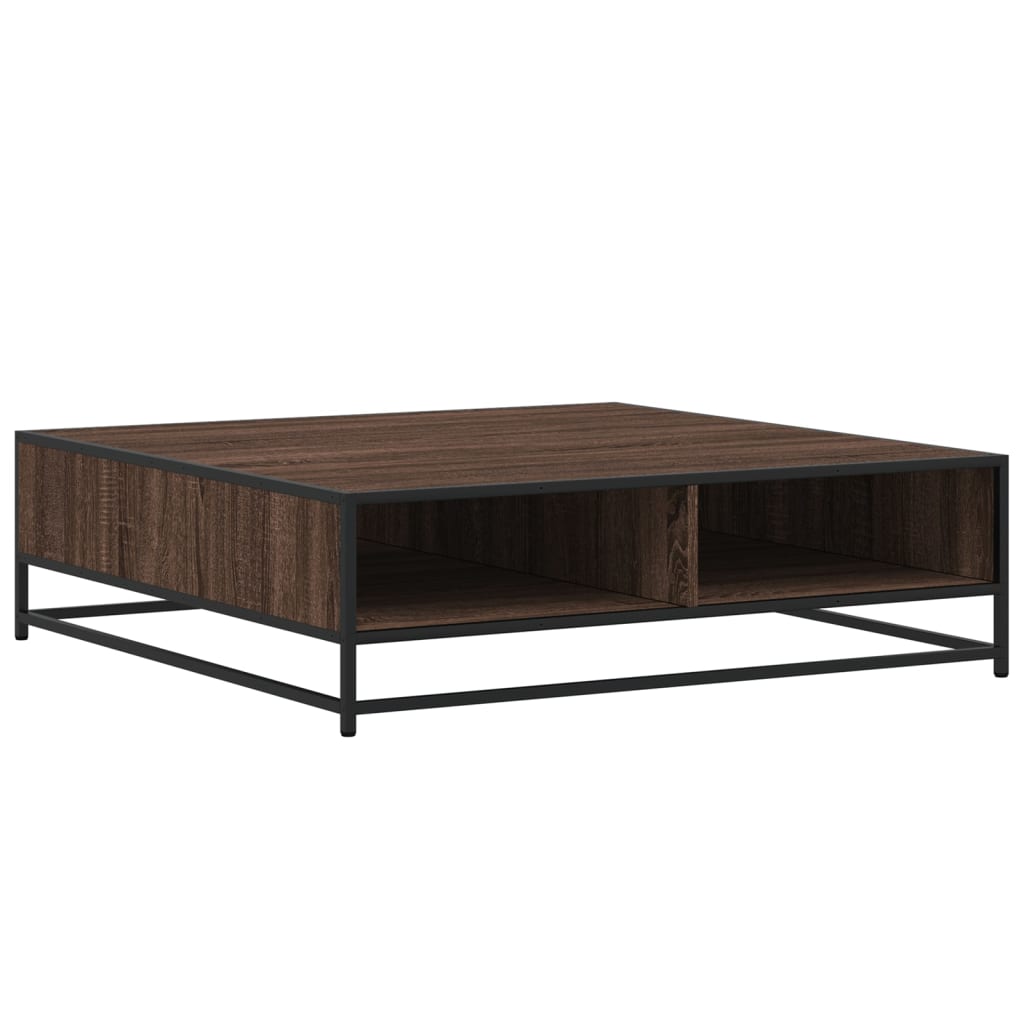 Coffee Table Brown Oak 100x100x30 cm Engineered Wood and Metal