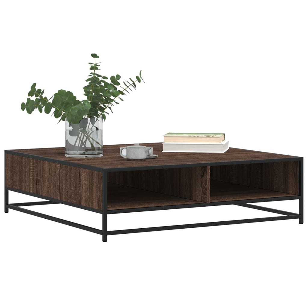 Coffee Table Brown Oak 100x100x30 cm Engineered Wood and Metal