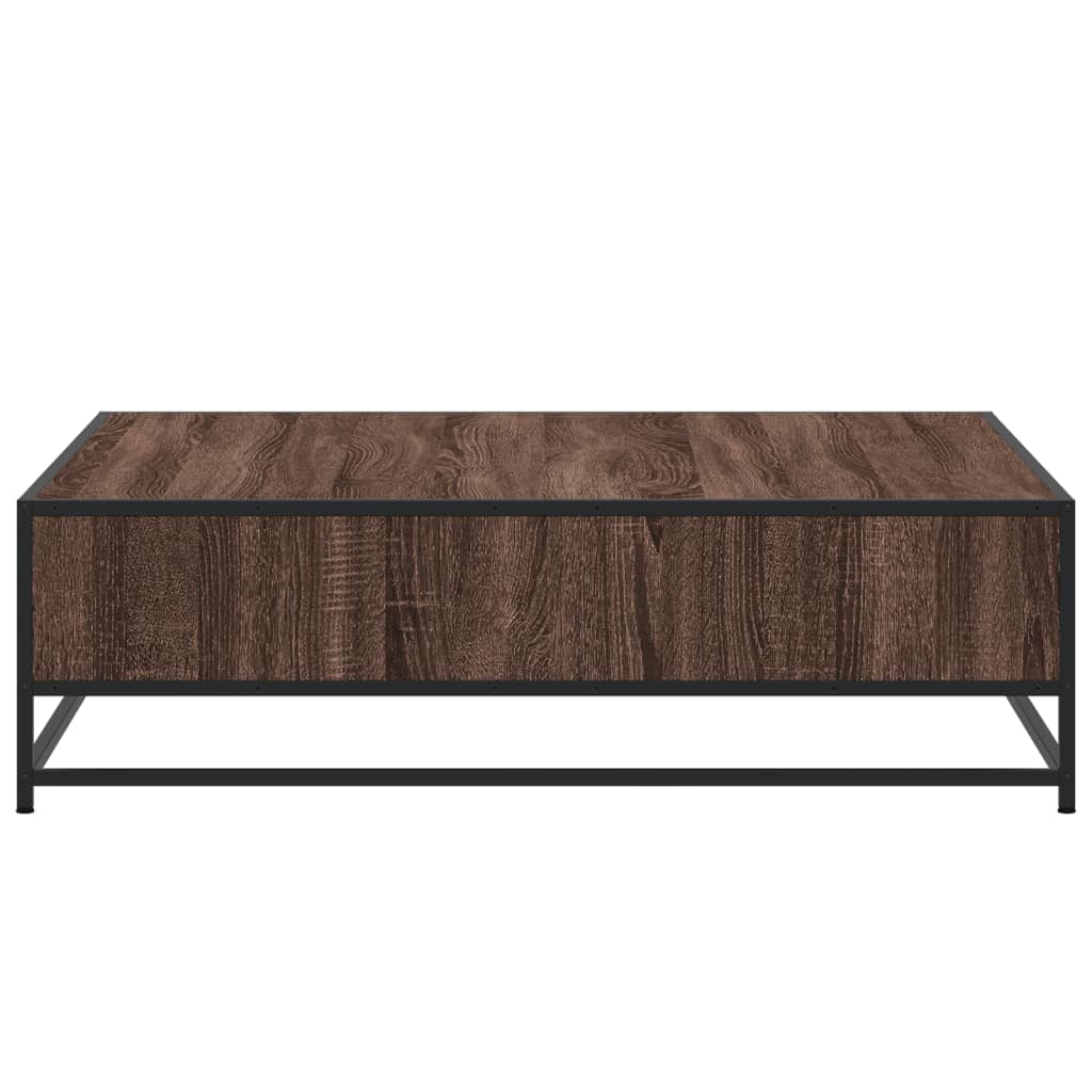 Coffee Table Brown Oak 100x100x30 cm Engineered Wood and Metal