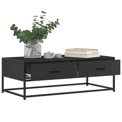 Coffee Table Black 100x50x35 cm Engineered Wood and Metal