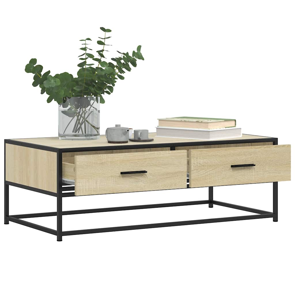 Coffee Table Sonoma Oak 100x50x35 cm Engineered Wood and Metal