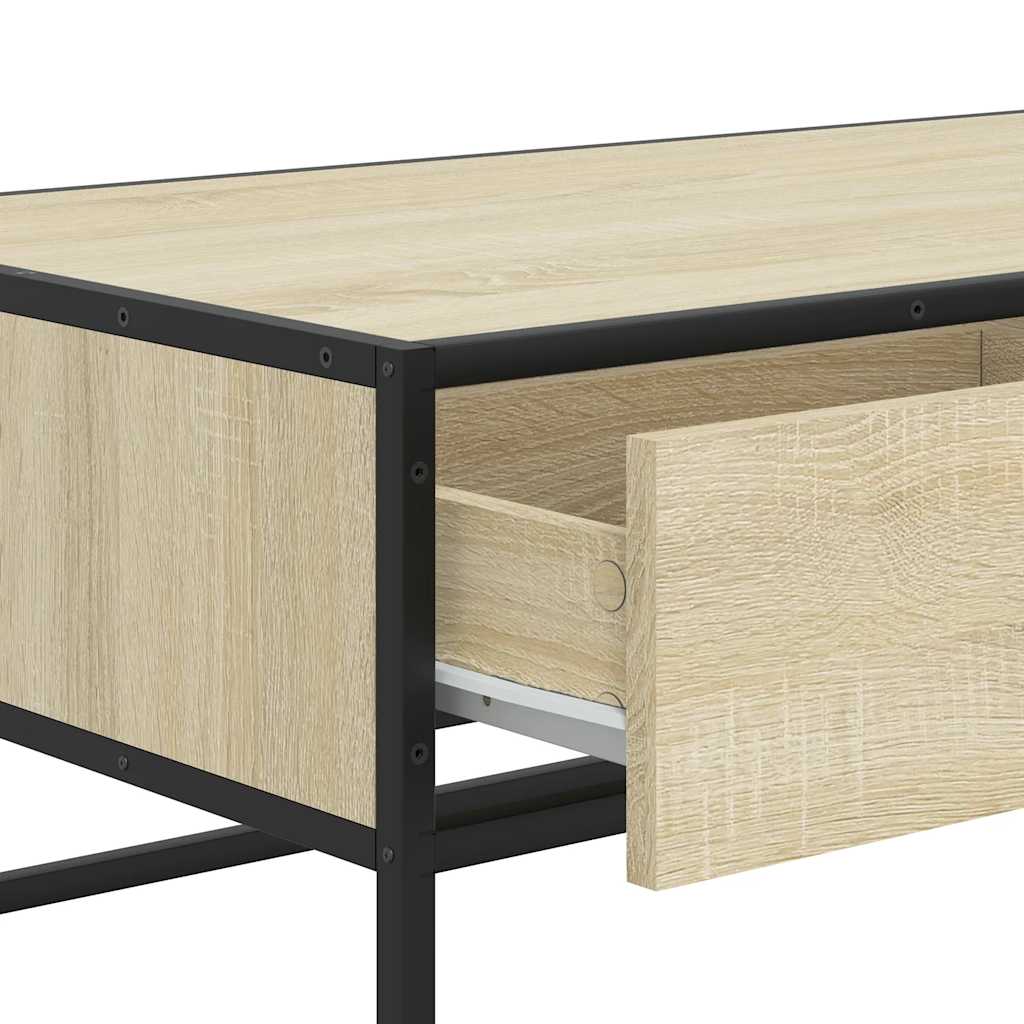 Coffee Table Sonoma Oak 100x50x35 cm Engineered Wood and Metal