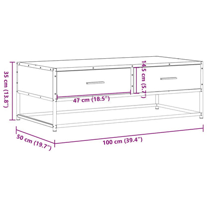 Coffee Table Sonoma Oak 100x50x35 cm Engineered Wood and Metal