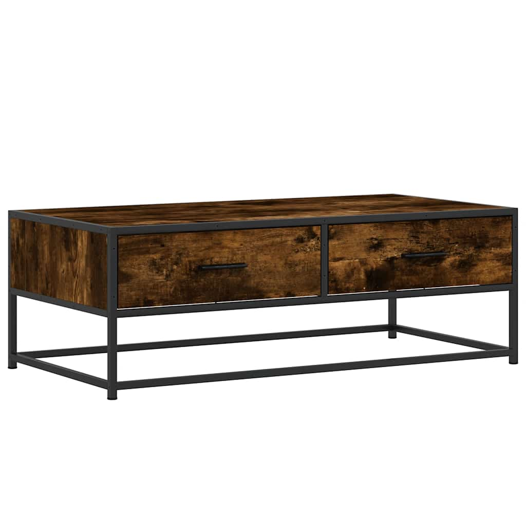 Coffee Table Smoked Oak 100x50x35 cm Engineered Wood and Metal