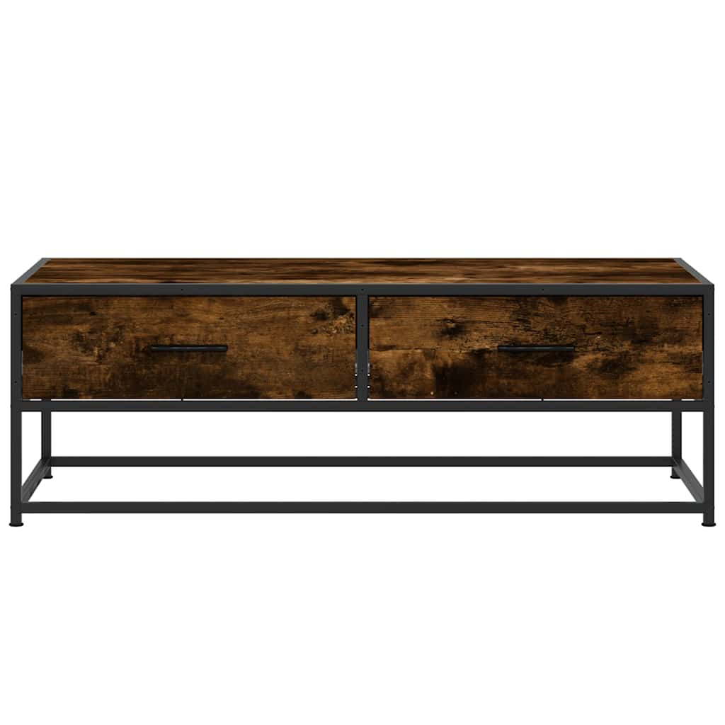 Coffee Table Smoked Oak 100x50x35 cm Engineered Wood and Metal