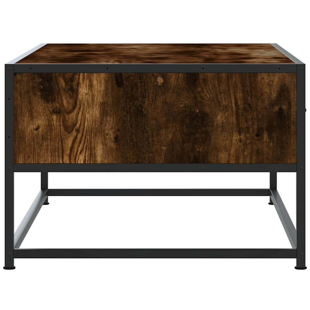 Coffee Table Smoked Oak 100x50x35 cm Engineered Wood and Metal