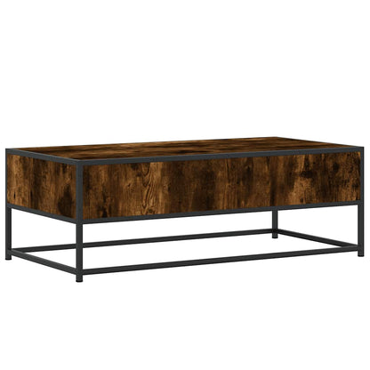 Coffee Table Smoked Oak 100x50x35 cm Engineered Wood and Metal