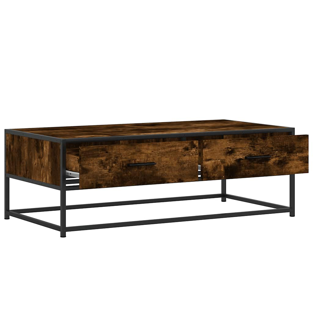 Coffee Table Smoked Oak 100x50x35 cm Engineered Wood and Metal