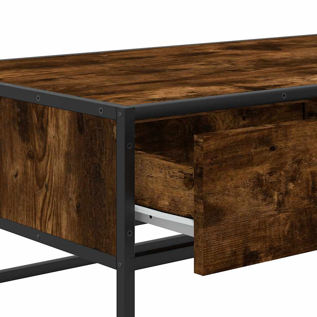 Coffee Table Smoked Oak 100x50x35 cm Engineered Wood and Metal