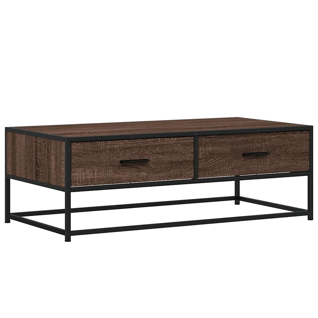 Coffee Table Brown Oak 100x50x35 cm Engineered Wood and Metal