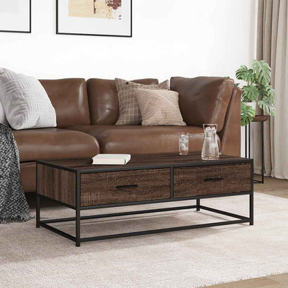 Coffee Table Brown Oak 100x50x35 cm Engineered Wood and Metal