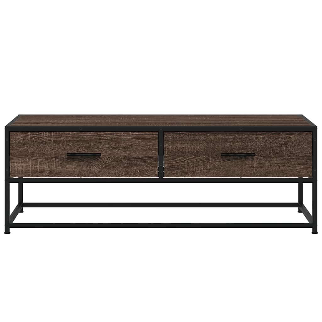 Coffee Table Brown Oak 100x50x35 cm Engineered Wood and Metal