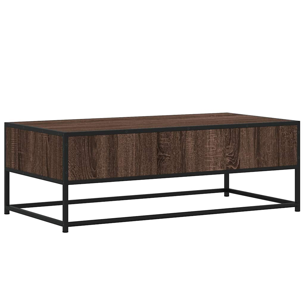 Coffee Table Brown Oak 100x50x35 cm Engineered Wood and Metal