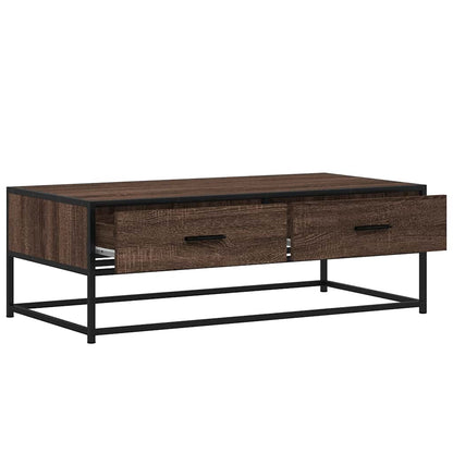 Coffee Table Brown Oak 100x50x35 cm Engineered Wood and Metal