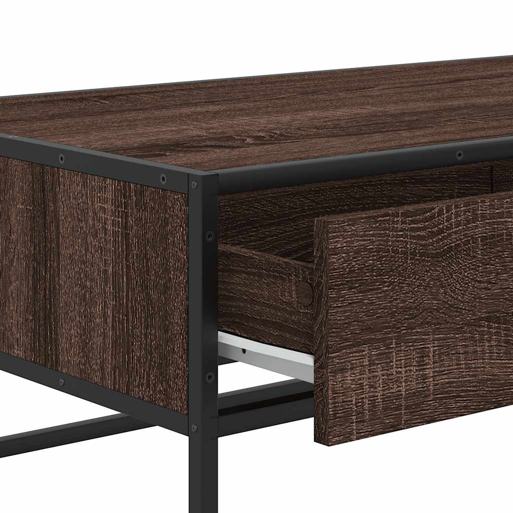 Coffee Table Brown Oak 100x50x35 cm Engineered Wood and Metal